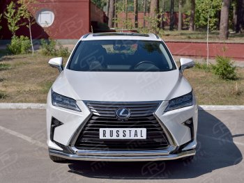 Защита переднего бампера (2 трубы Ø63 и 42 мм, нержавейка, кроме F-Sport) Russtal Lexus RX350L AL20 рестайлинг (2019-2022)