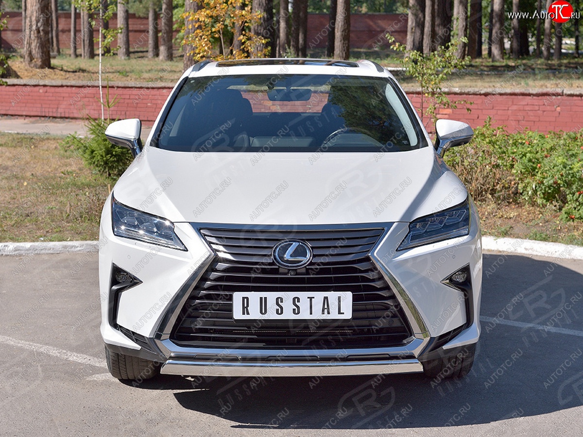 20 999 р. Защита переднего бампера (Ø75х42 мм, нержавейка, кроме F-Sport) Russtal Lexus RX350L AL20 рестайлинг (2019-2022)  с доставкой в г. Нижний Новгород