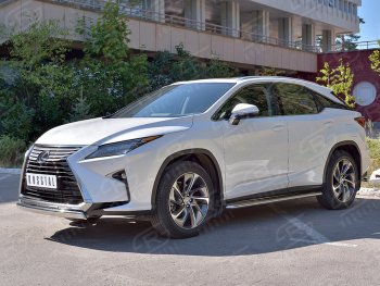 20 999 р. Защита переднего бампера (Ø75х42 мм, нержавейка, кроме F-Sport) Russtal Lexus RX350L AL20 рестайлинг (2019-2022)  с доставкой в г. Нижний Новгород. Увеличить фотографию 2