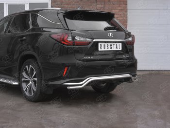 13 899 р. Защита заднего бампера (Ø42 мм волна, нержавейка, NOT F-SPORT) SLITKOFF  Lexus RX350L  AL20 (2017-2022) дорестайлинг, рестайлинг  с доставкой в г. Нижний Новгород. Увеличить фотографию 2