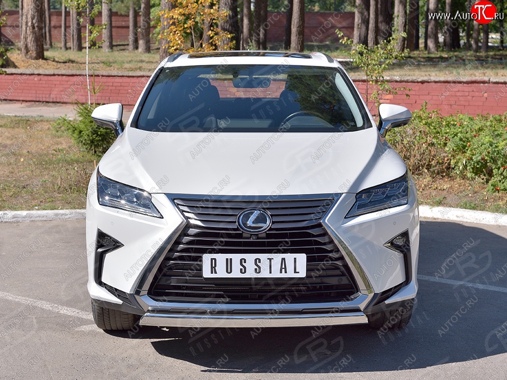 15 649 р. Защита переднего бампера (Ø75х42 мм, нержавейка) Russtal Lexus RX 200T AL20 дорестайлинг (2015-2017)  с доставкой в г. Нижний Новгород