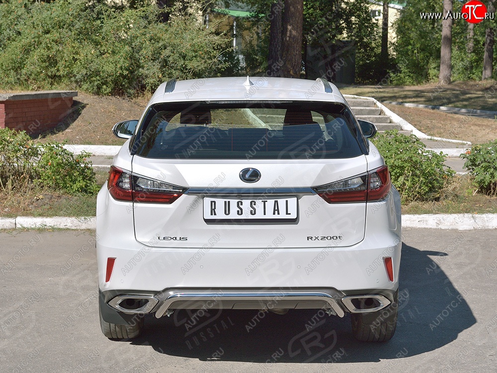 13 999 р. Защита заднего бампера (Ø42 мм волна под машину, нержавейка) Russtal Lexus RX 200T AL20 дорестайлинг (2015-2017)  с доставкой в г. Нижний Новгород