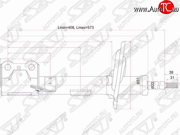 4 399 р. Правый амортизатор передний SAT Lexus RX350 AL10 дорестайлинг (2008-2012)  с доставкой в г. Нижний Новгород