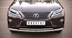 14 899 р. Защита переднего бампера (2 трубыØ63 и 42 мм, нержавейка) SLITKOFF Lexus RX270 AL10 дорестайлинг (2010-2012)  с доставкой в г. Нижний Новгород. Увеличить фотографию 2