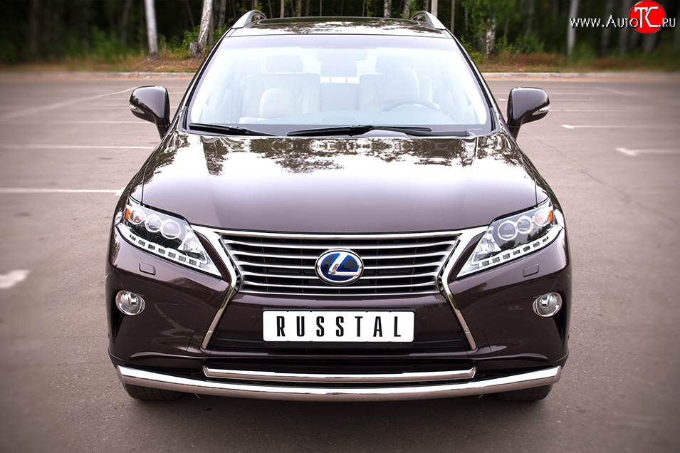 14 899 р. Защита переднего бампера (2 трубыØ63 и 42 мм, нержавейка) SLITKOFF Lexus RX270 AL10 дорестайлинг (2010-2012)  с доставкой в г. Нижний Новгород