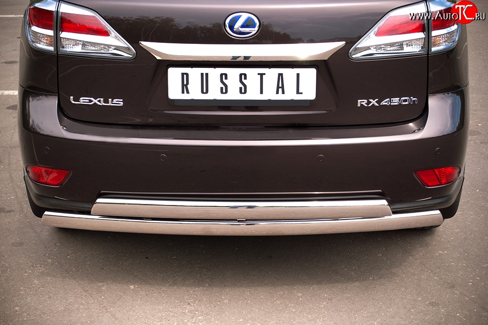 23 999 р. Защита заднего бампера (2 трубы Ø76х42 мм, нержавейка) Russtal Lexus RX270 AL10 дорестайлинг (2010-2012)  с доставкой в г. Нижний Новгород