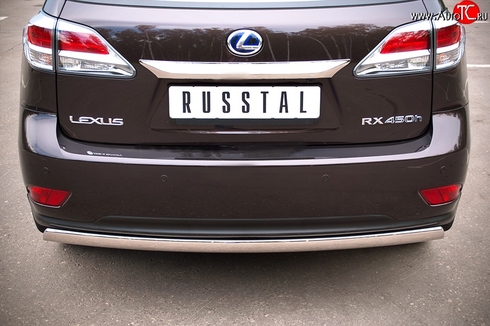 16 849 р. Защита заднего бампера (Ø75x42 мм, нержавейка) Russtal Lexus RX350 AL10 дорестайлинг (2008-2012)  с доставкой в г. Нижний Новгород