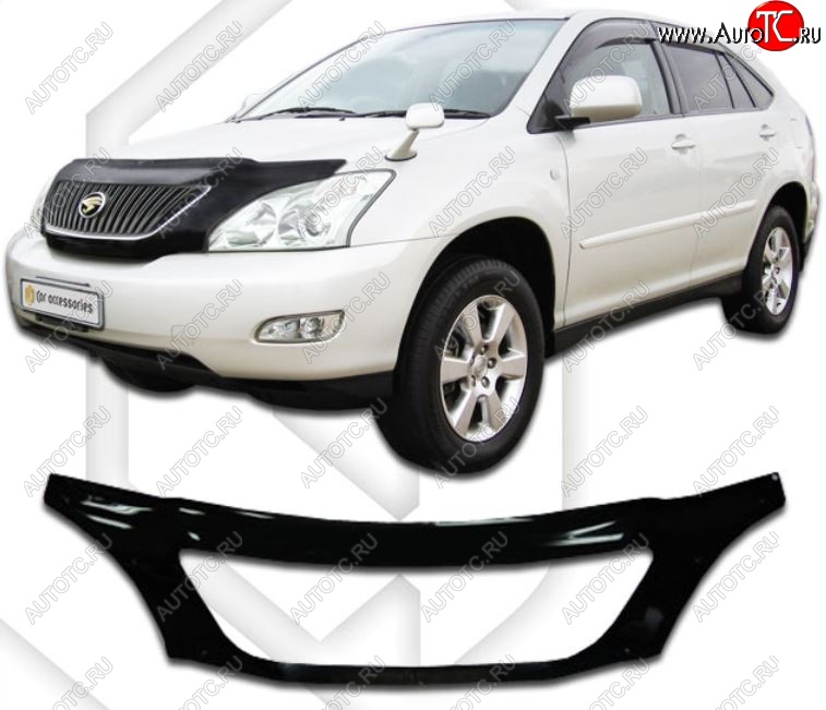 2 899 р. Дефлектор капота CA-Plastiс exclusive Lexus RX300 XU30 дорестайлинг (2003-2006) (Classic черный, Без надписи)  с доставкой в г. Нижний Новгород