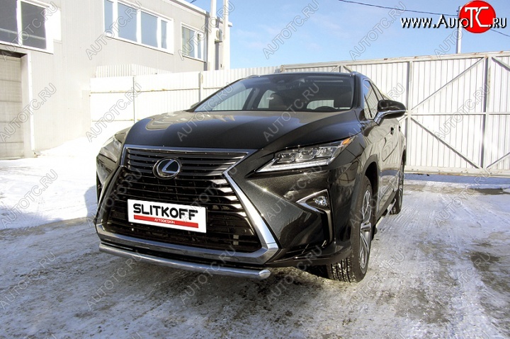 16 799 р. Защита переднего бампера из короткой трубы диаметром 57 мм Slitkoff Lexus RX350 AL20 дорестайлинг (2015-2019) (Нержавейка, Полированная)  с доставкой в г. Нижний Новгород