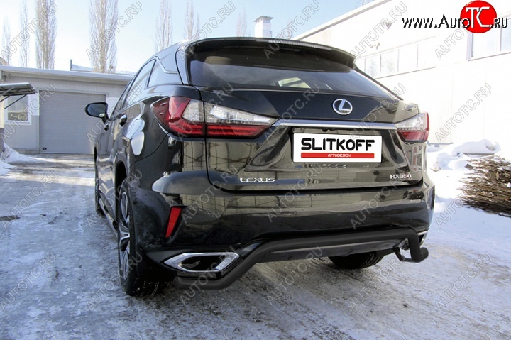 11 299 р. Защита задняя Slitkoff Lexus RX350 AL20 дорестайлинг (2015-2019) (Цвет: серебристый)  с доставкой в г. Нижний Новгород