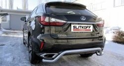 14 549 р. Защита заднего бампера из изогнутой трубы диаметром 57 мм Slitkoff  Lexus RX350  AL20 (2015-2019) дорестайлинг (Нержавейка, Полированная)  с доставкой в г. Нижний Новгород. Увеличить фотографию 1