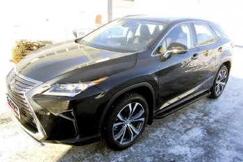 19 449 р. Пороги алюминиевые Slitkoff Lexus RX350 AL20 дорестайлинг (2015-2019) (Optima Black )  с доставкой в г. Нижний Новгород. Увеличить фотографию 2