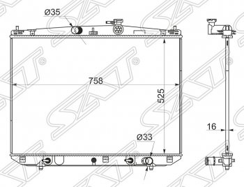 Радиатор двигателя (пластинчатый, МКПП/АКПП) SAT Lexus (Лексус) RX350 (РХ)  AL20 (2015-2019), Toyota (Тойота) Highlander (Хайлэндер)  XU50 (2013-2017)