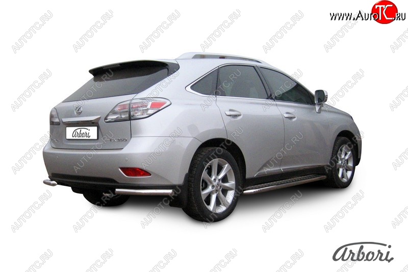 12 509 р. Защита заднего бампера Arbori (уголки, нержавейка, 1 труба d57 mm). Lexus RX350 AL10 дорестайлинг (2008-2012)  с доставкой в г. Нижний Новгород