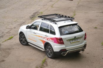 25 999 р. Порожки для ног из трубы Ø51 с алюминиевой площадкой Petroil Tuning Lifan X60 2-ой рестайлинг (2016-2025) (Нержавеющая полированная сталь)  с доставкой в г. Нижний Новгород. Увеличить фотографию 3