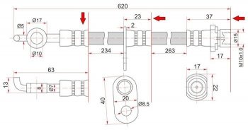 679 р. Тормозной шланг SAT (передний, левый, пр-во Таиланд) Toyota Noah 1 рестайлинг (2004-2007)  с доставкой в г. Нижний Новгород. Увеличить фотографию 1