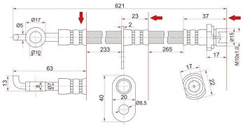 829 р. Тормозной шланг SAT (передний, правый, пр-во Таиланд) Lifan Solano  дорестайлинг (2010-2015)  с доставкой в г. Нижний Новгород. Увеличить фотографию 1