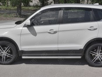 17 599 р. Защита порогов (Ø63 мм, нержавейка) SLITKOFF  Lifan X70 (2018-2024) (Металлические торцы под 45°)  с доставкой в г. Нижний Новгород. Увеличить фотографию 2