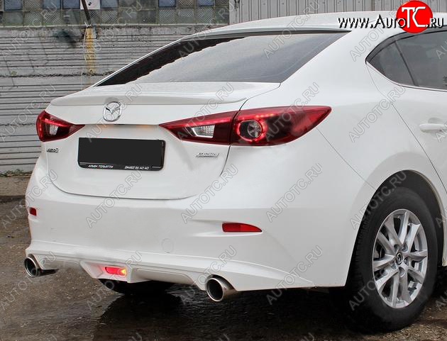 7 199 р. Диффузор заднего бампера Sport v1  Mazda 3/Axela  BM (2013-2016) дорестайлинг, хэтчбэк (Неокрашенная)  с доставкой в г. Нижний Новгород