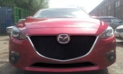 1 469 р. Нижняя сетка на бампер Russtal (черная) Mazda 3/Axela BM дорестайлинг седан (2013-2016)  с доставкой в г. Нижний Новгород. Увеличить фотографию 2