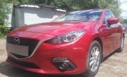 Нижняя сетка на бампер Russtal (черная) Mazda 3/Axela BM дорестайлинг седан (2013-2016)