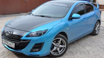 1 859 р. Реснички на фары MV-Tuning  Mazda 3/Axela  BL (2009-2013) дорестайлинг седан, дорестайлинг, хэтчбэк 5 дв., рестайлинг седан, рестайлинг, хэтчбэк (Неокрашенные)  с доставкой в г. Нижний Новгород. Увеличить фотографию 1