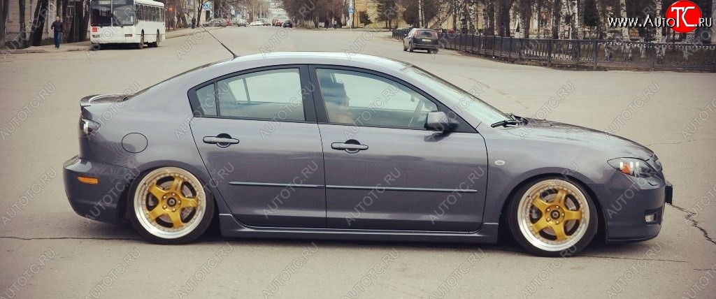 4 549 р. Пороги накладки Сток 2л Mazda 3/Axela BK дорестайлинг седан (2003-2006) (Неокрашенные)  с доставкой в г. Нижний Новгород