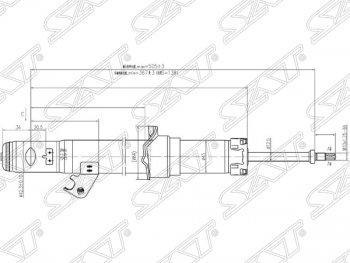 Левый амортизатор передний SAT Mazda 6 GG лифтбэк дорестайлинг (2002-2005)