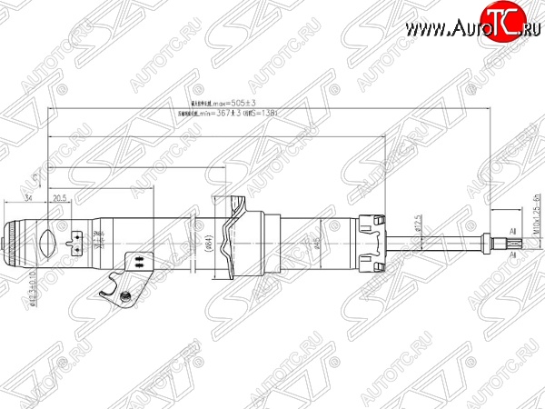 2 679 р. Левый амортизатор передний SAT  Mazda 6 ( GG,  GG, GY) - Atenza  GG  с доставкой в г. Нижний Новгород