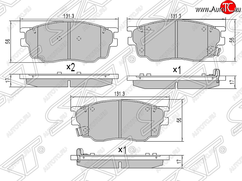 1 289 р. Колодки тормозные SAT (передние)  Mazda 6 ( GG,  GG, GY) (2002-2008) лифтбэк дорестайлинг, седан дорестайлинг, универсал дорестайлинг, лифтбэк рестайлинг, седан рестайлинг, универсал рестайлинг  с доставкой в г. Нижний Новгород