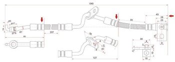 Тормозной шланг SAT (правый) Mazda 6 GG лифтбэк рестайлинг (2005-2008)