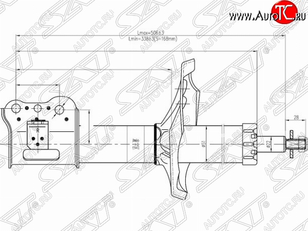 4 599 р. Левый амортизатор передний SAT  Mazda 626 ( GF,  GF,FW) - Capella  GF  с доставкой в г. Нижний Новгород