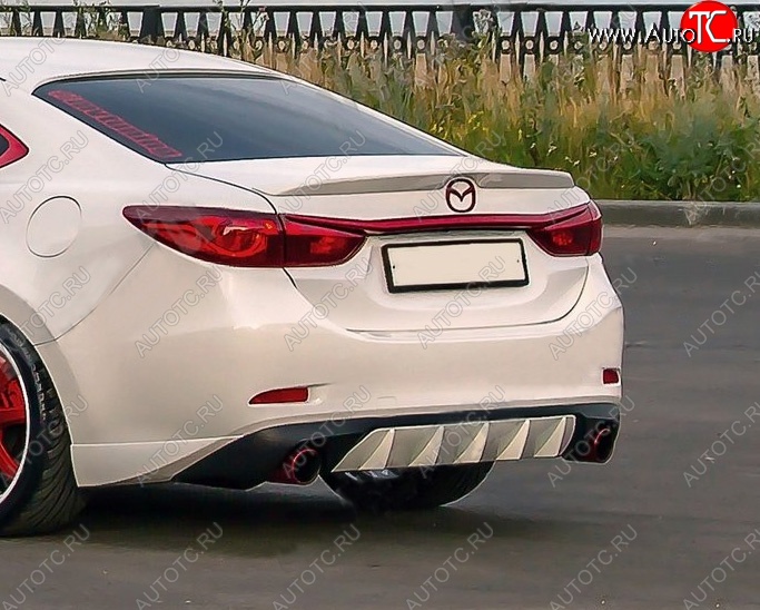 10 899 р. Диффузор заднего бампера Sport v4  Mazda 6  GJ (2015-2018) 1-ый рестайлинг седан (Неокрашенная)  с доставкой в г. Нижний Новгород