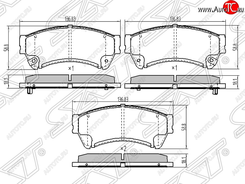 1 299 р. Колодки тормозные SAT (передние)  Mazda 6  GH - Atenza  с доставкой в г. Нижний Новгород