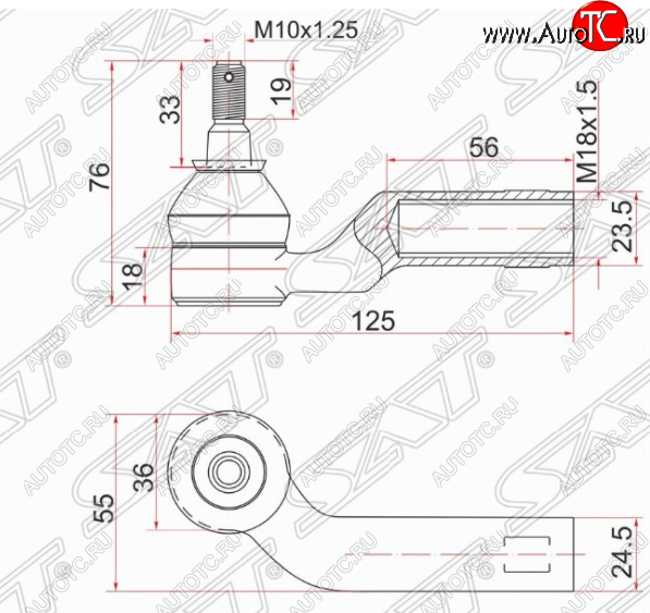 579 р. Правый наконечник рулевой тяги SAT Mazda 3/Axela BK дорестайлинг седан (2003-2006)  с доставкой в г. Нижний Новгород