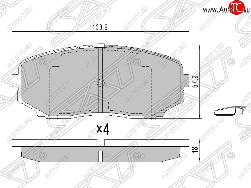 1 299 р. Колодки тормозные SAT (передние)  Mazda Bongo  Friendee - CX-9  TB  с доставкой в г. Нижний Новгород