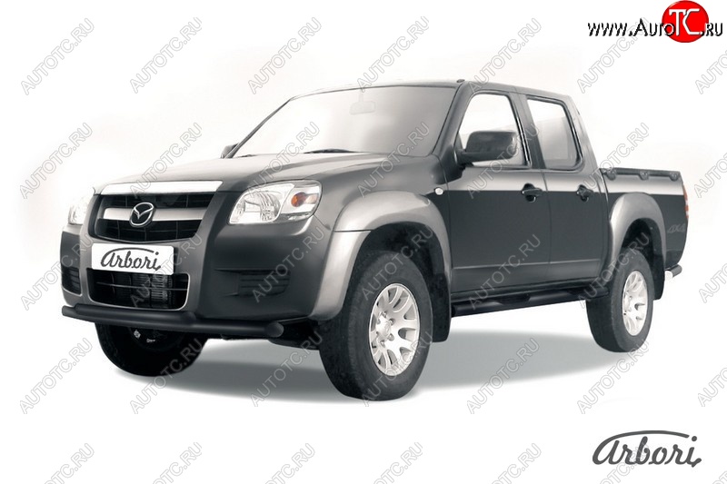 7 703 р. Защита переднего бампера Arbori (черная, 2 трубы d57 и 57 mm) Mazda BT-50 (2006-2011)  с доставкой в г. Нижний Новгород