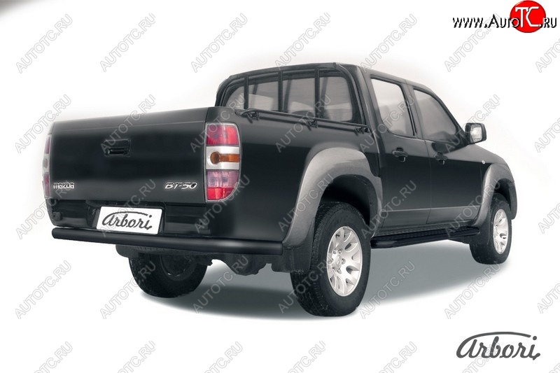 7 019 р. Защита заднего бампера Arbori (черная, 1 труба d76 mm). Mazda BT-50 (2006-2011)  с доставкой в г. Нижний Новгород