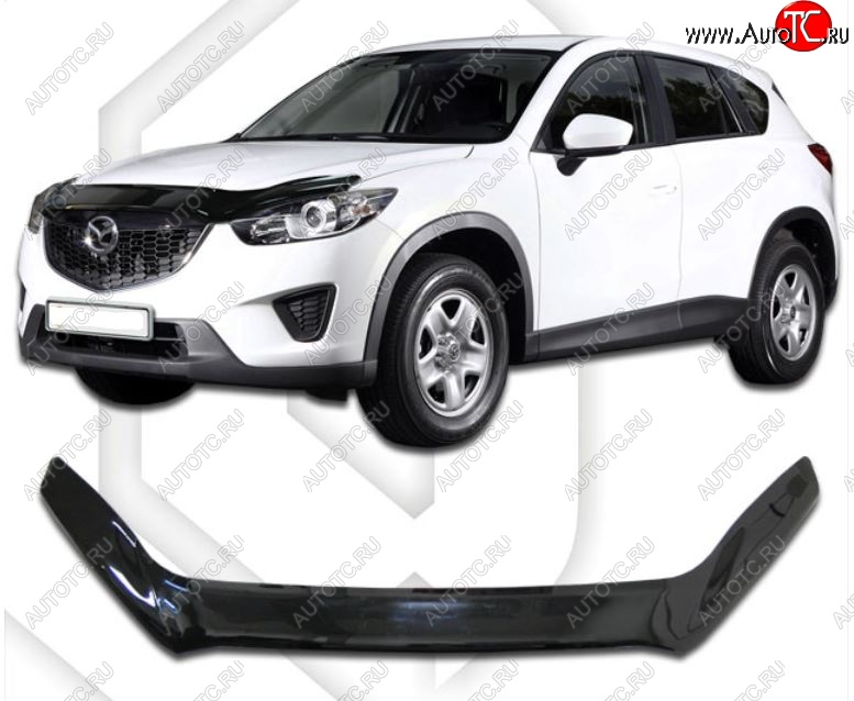 2 149 р. Дефлектор капота CA-Plastiс exclusive Mazda CX-5 KE дорестайлинг (2011-2014) (Classic черный, Без надписи)  с доставкой в г. Нижний Новгород