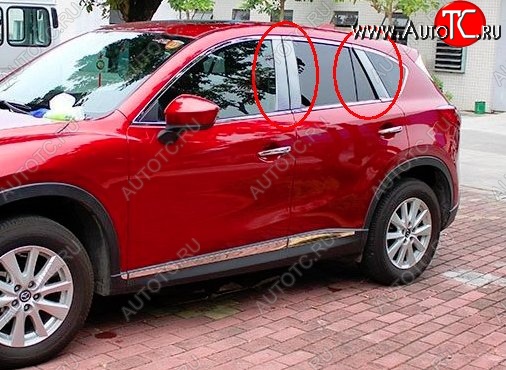 4 749 р. Накладки на центральные стойки дверей СТ Mazda CX-5 KE рестайлинг (2015-2017) (Неокрашенные)  с доставкой в г. Нижний Новгород