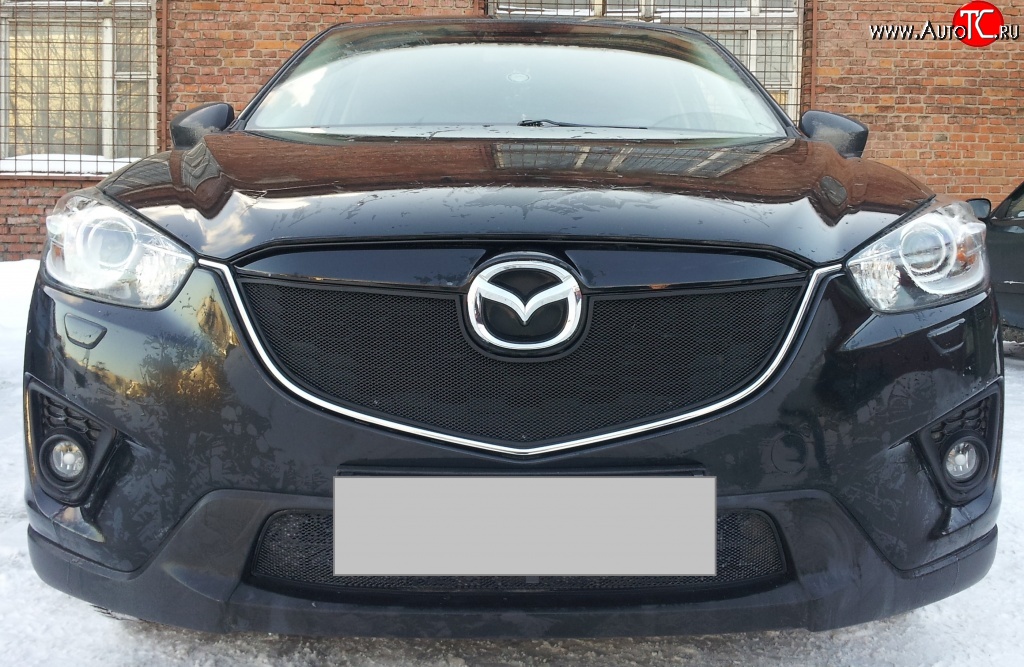 2 299 р. Нижняя сетка на бампер Russtal (черная) Mazda CX-5 KE дорестайлинг (2011-2014)  с доставкой в г. Нижний Новгород