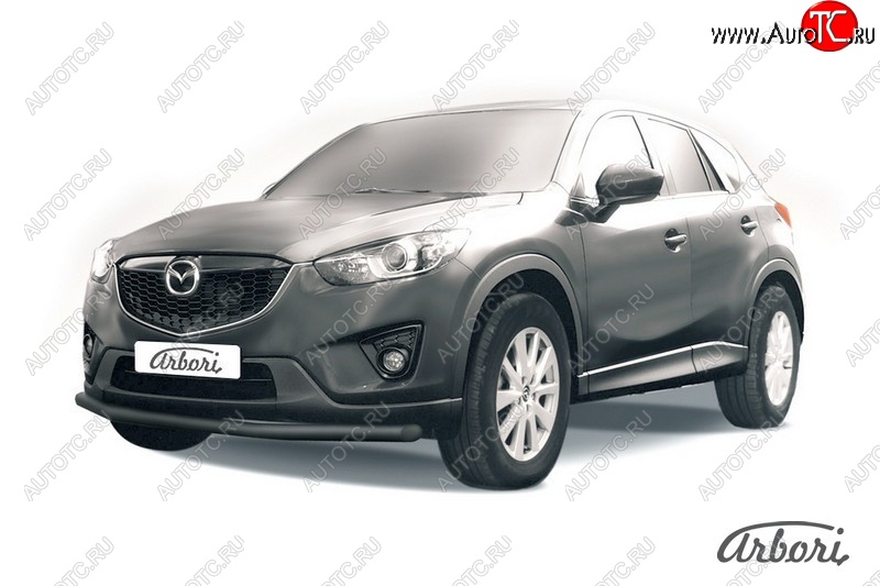 7 019 р. Защита переднего бампера Arbori (черная, 1 труба d57 mm). Mazda CX-5 KE дорестайлинг (2011-2014)  с доставкой в г. Нижний Новгород