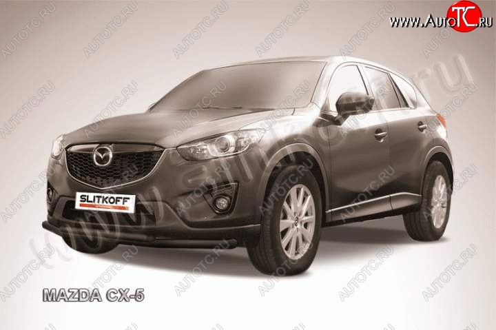 11 899 р. Защита переднего бампер Slitkoff Mazda CX-5 KE дорестайлинг (2011-2014) (Цвет: серебристый)  с доставкой в г. Нижний Новгород