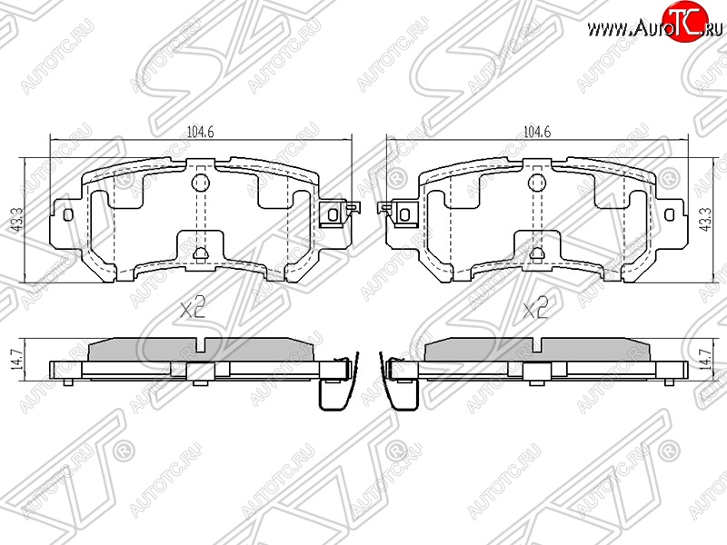 819 р. Колодки тормозные задние SAT   Mazda CX-5  KE (2011-2017) дорестайлинг, рестайлинг  с доставкой в г. Нижний Новгород