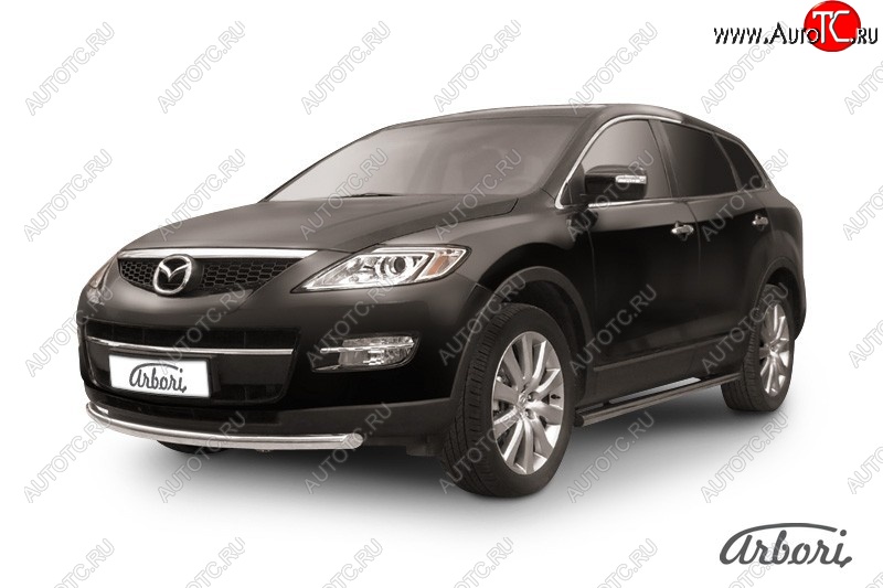 11 609 р. Защита переднего бампера Arbori (нержавейка, 1 труба d57 mm). Mazda CX-9 TB дорестайлинг (2007-2009)  с доставкой в г. Нижний Новгород