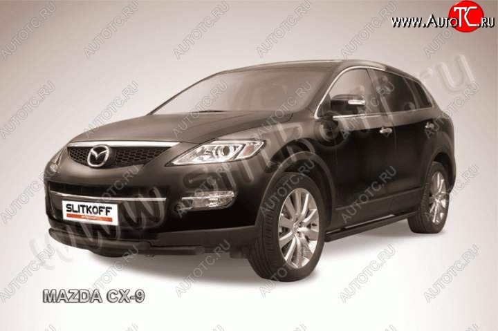 11 449 р. защита переднего бампера Slitkoff Mazda CX-9 TB дорестайлинг (2007-2009) (Цвет: серебристый)  с доставкой в г. Нижний Новгород