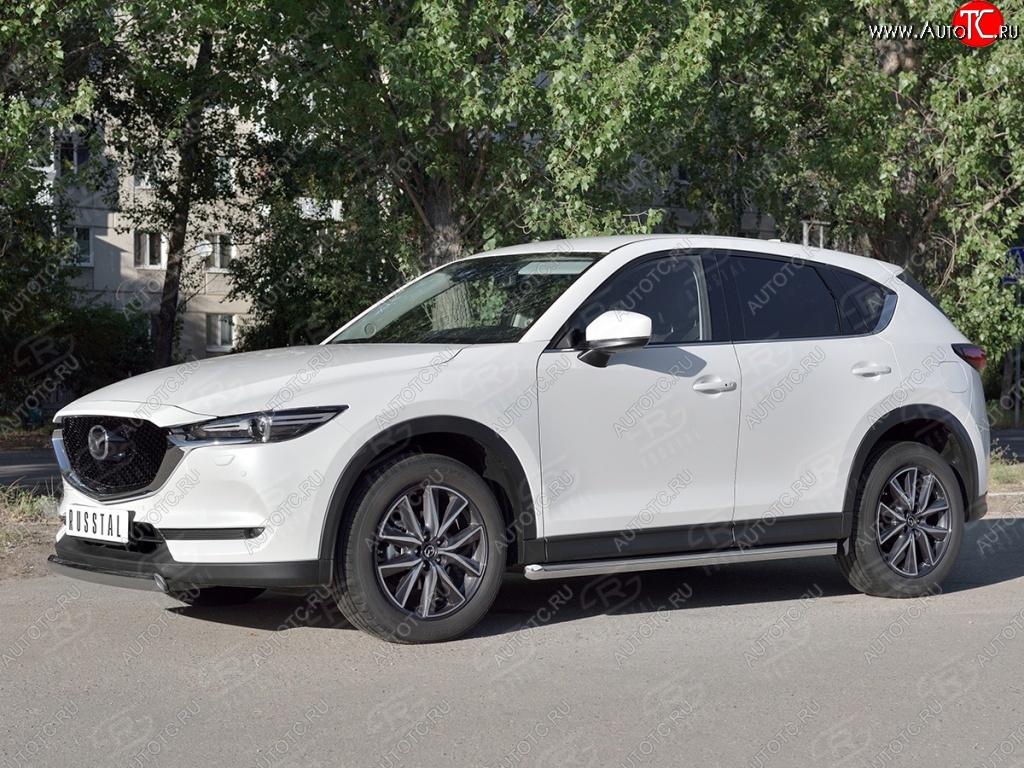 14 999 р. Защита переднего бампера из овальной трубы диаметром 75x42 мм Russtal Mazda CX-5 KF (2016-2024)  с доставкой в г. Нижний Новгород