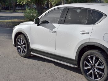 21 699 р. Широкая защита порогов с трубой диаметром 42 мм SLITKOFF v1  Mazda CX-5  KF (2016-2025)  с доставкой в г. Нижний Новгород. Увеличить фотографию 2