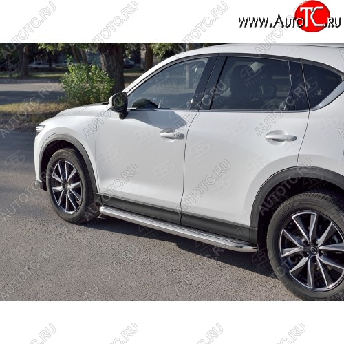 26 999 р. Порожки для ног (Ø63) SLITKOFF  Mazda CX-5  KF (2016-2025) (лист - алюминий, профиль - сталь)  с доставкой в г. Нижний Новгород