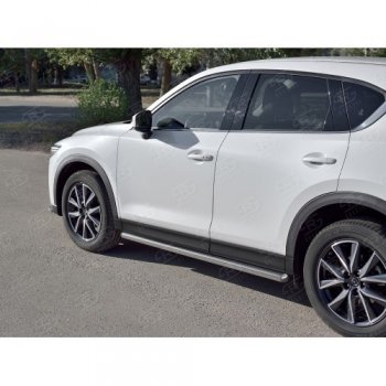 Защита порогов из круглой трубы диаметром 63 мм Russtal v3 Mazda CX-5 KF (2016-2024)